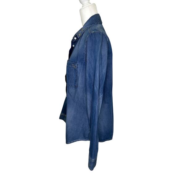 Guess Womens Long Sleeve Button Up Denim Shirt Gold Glitter Detail - Picture 6 of 10